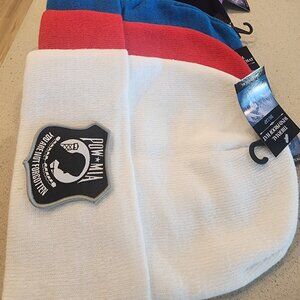 POW-MIA Patched Knit Cuffed Beanie in White